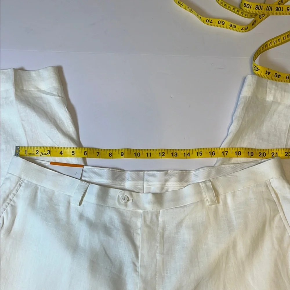 Men's White Linen Blend Dress Pants